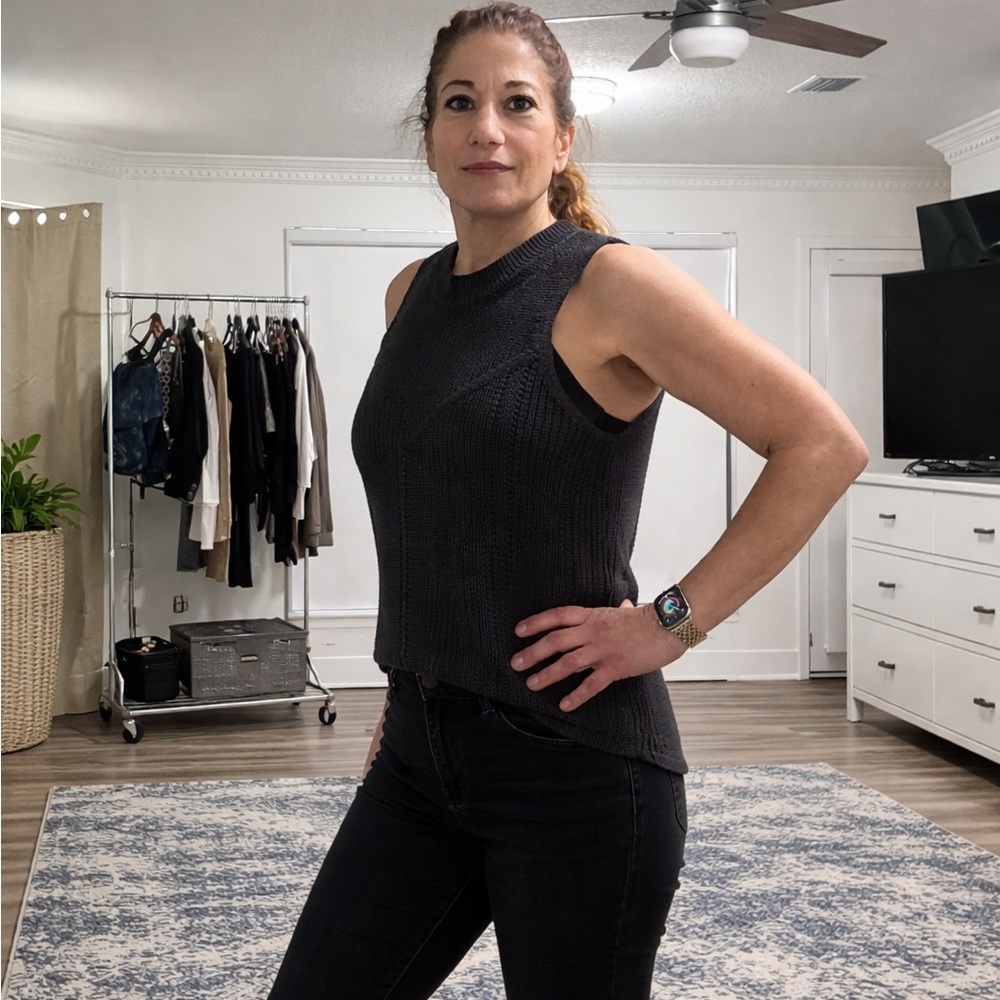 Joie Charcoal Ribbed Sleeveless Knit Tank